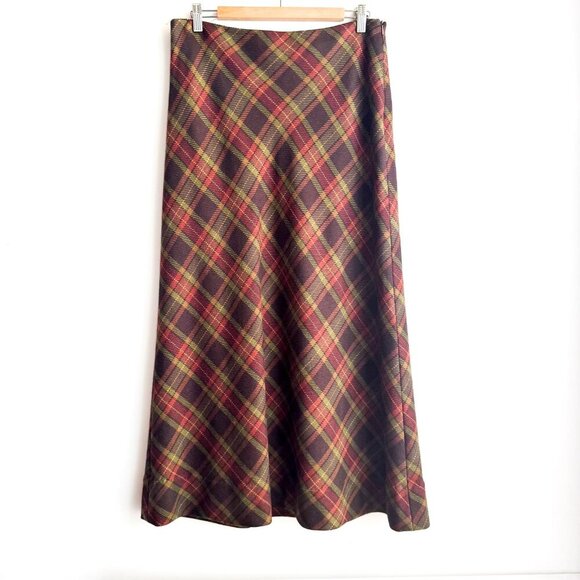 Willie Smith Wool Plaid A line Maxi Skirt M - Picture 1 of 4